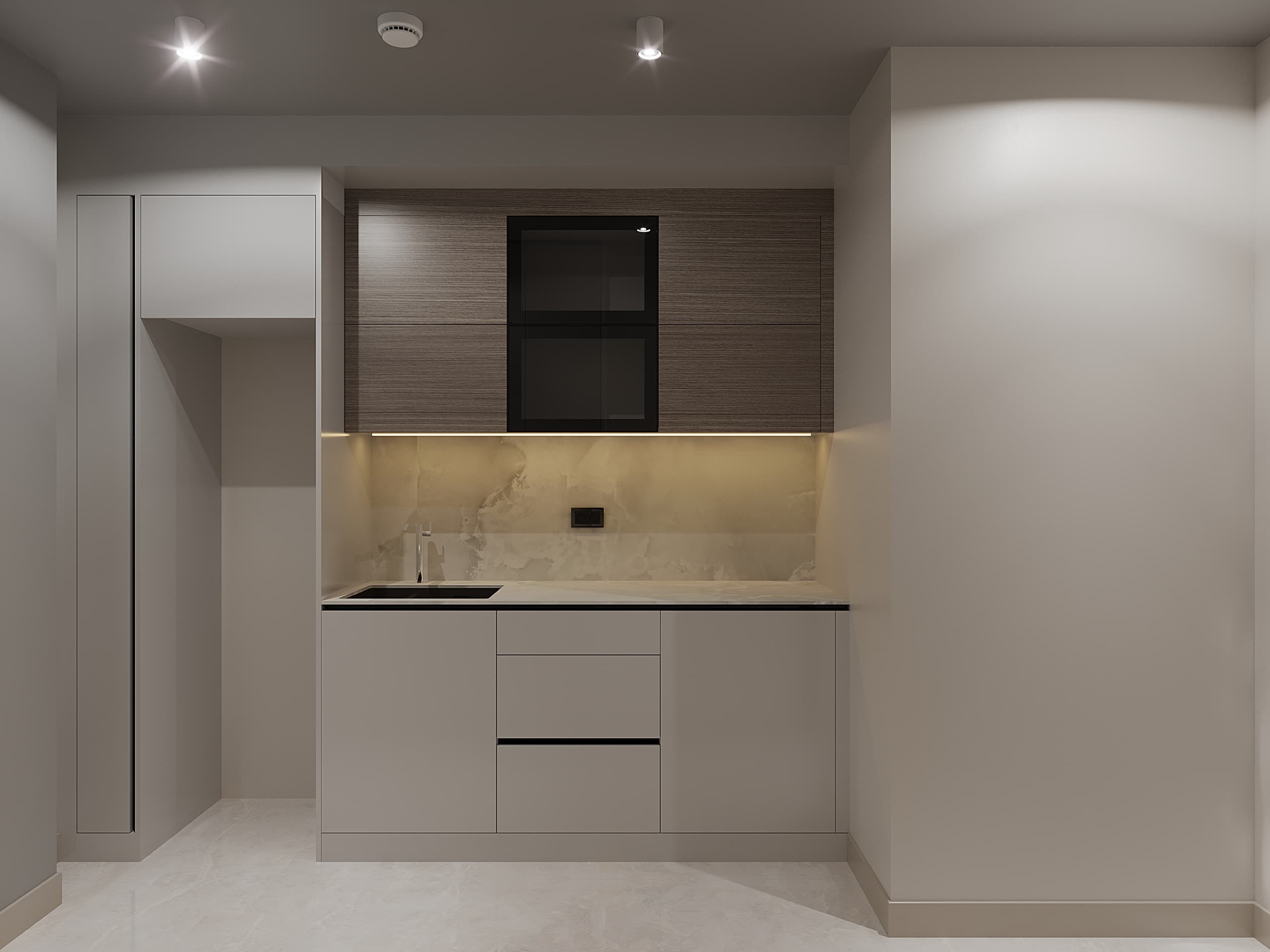 Study with built-in desk and bookshelves