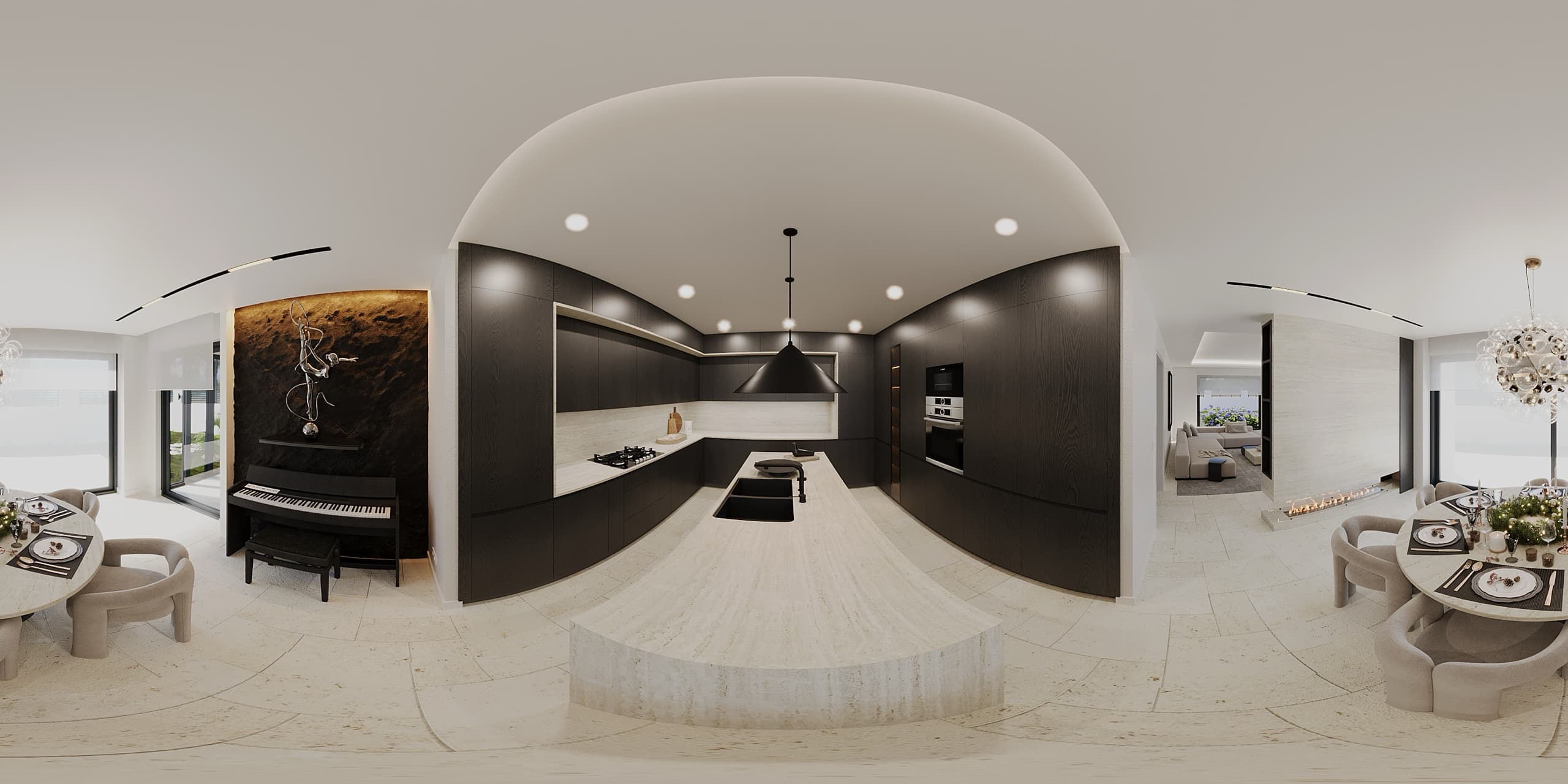 Hallway with niche lighting
