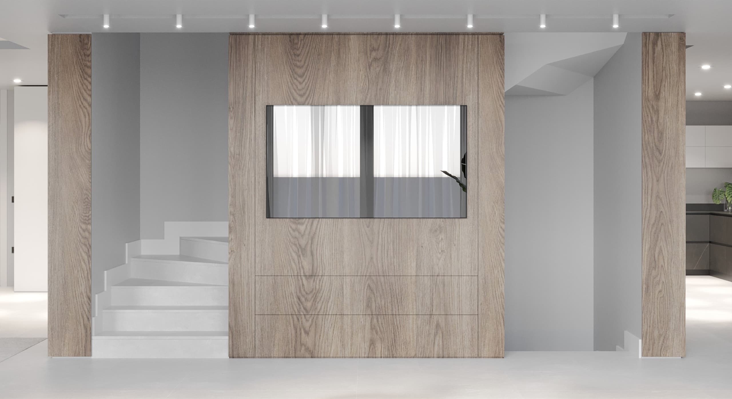 Walk-in wardrobe with custom millwork