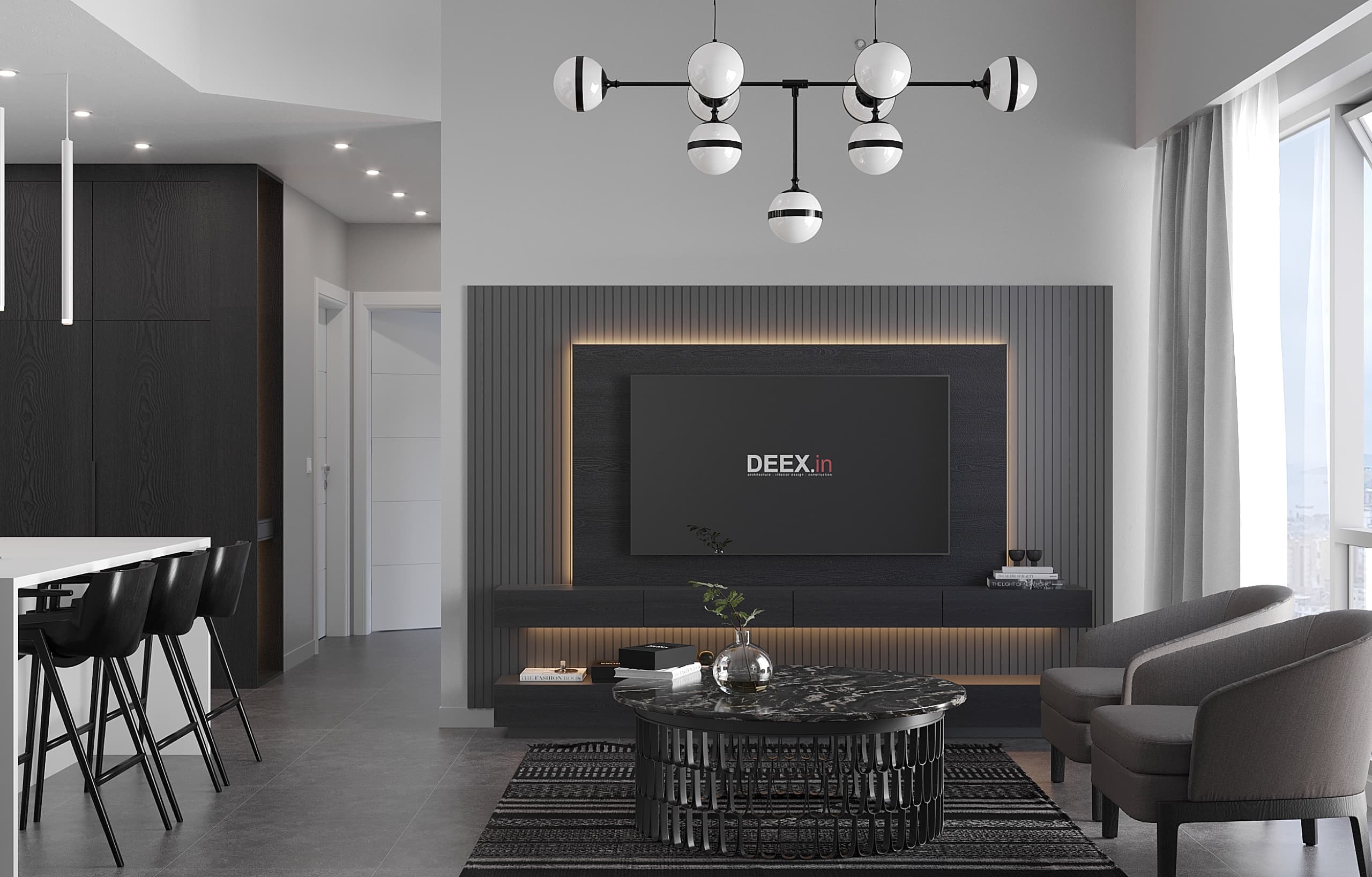 Wide overall living and dining view
