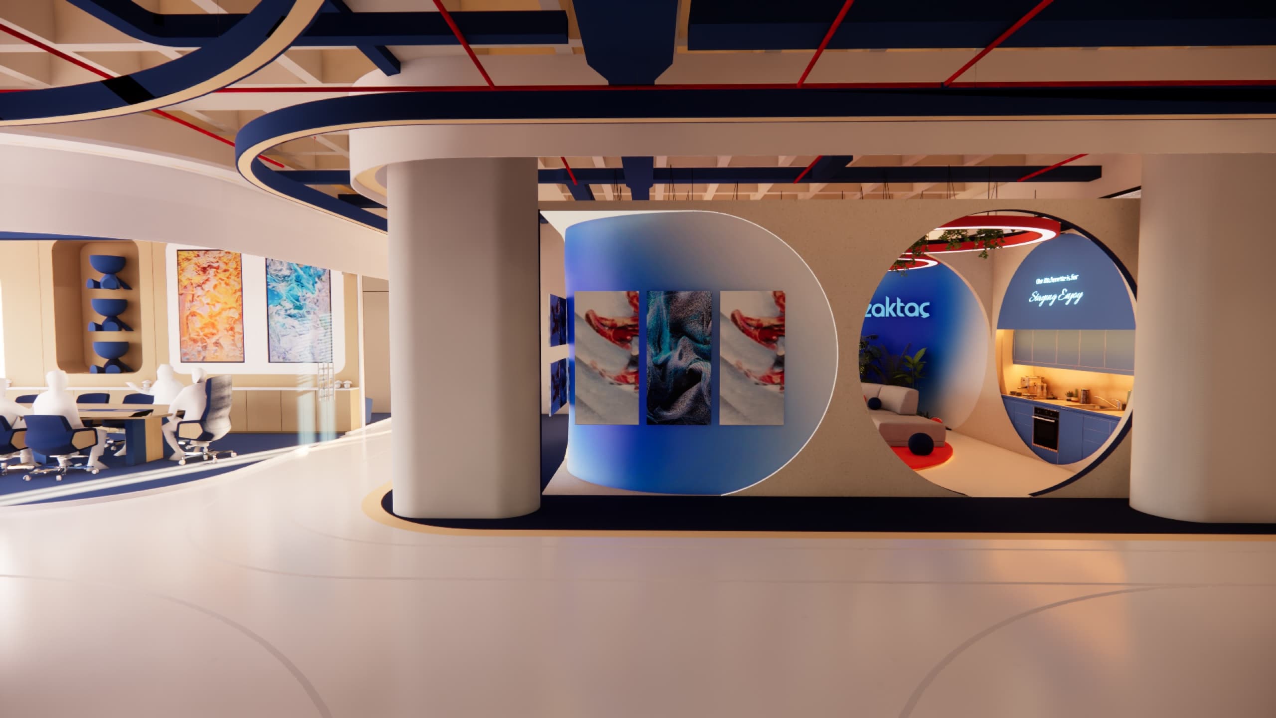 Cafeteria with banquette seating