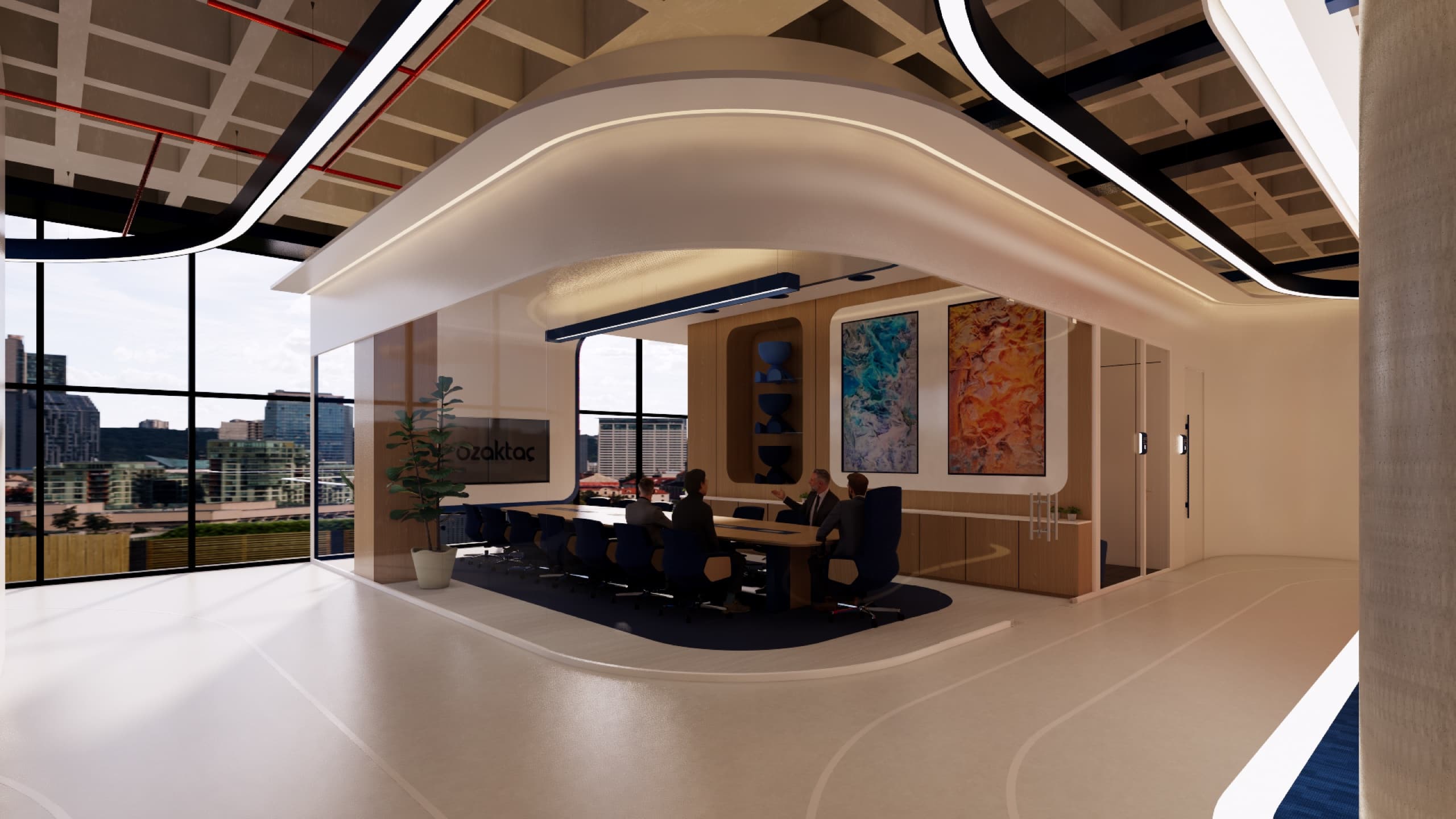 Display gondolas in product showroom