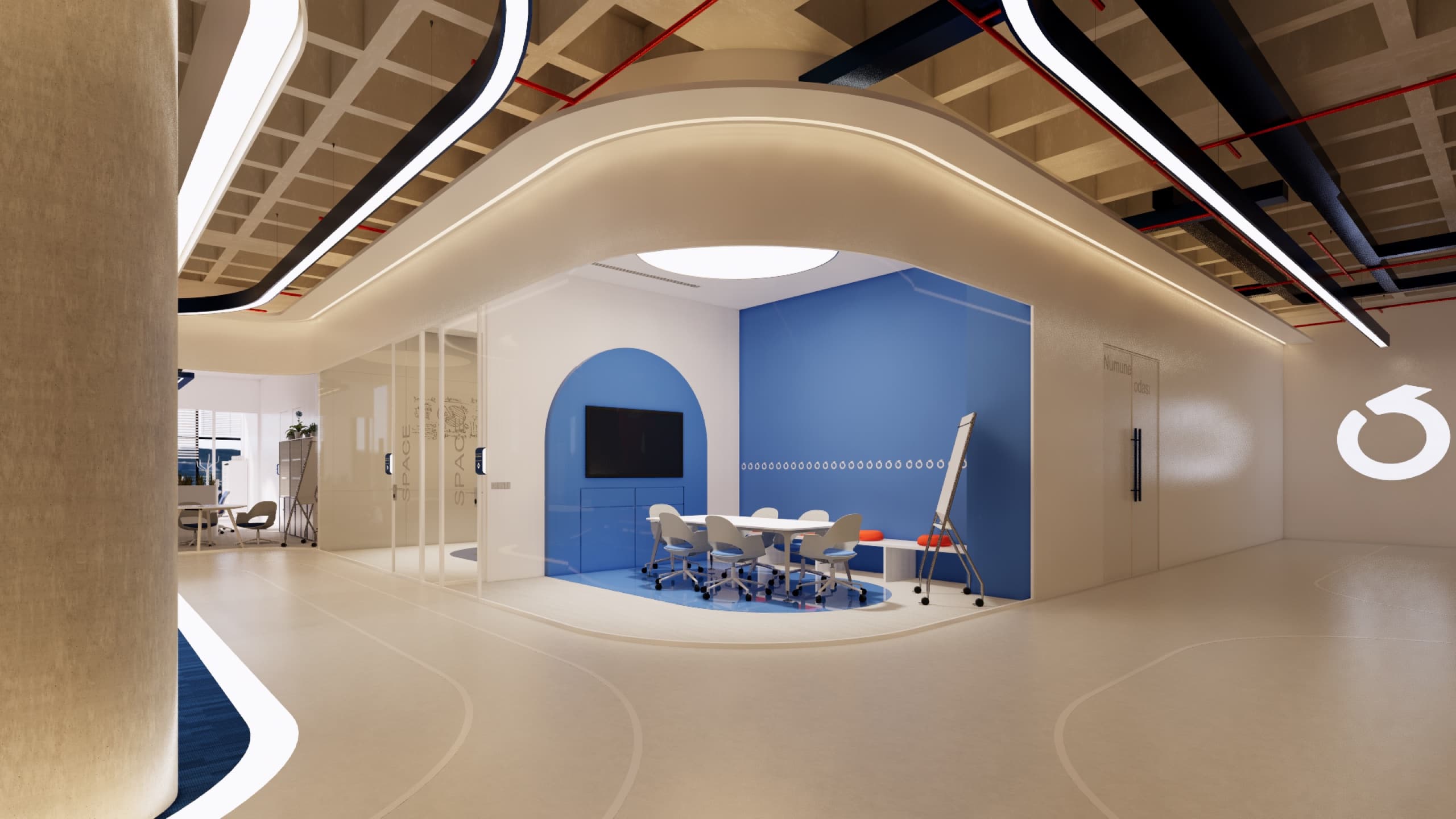 Press room with seating