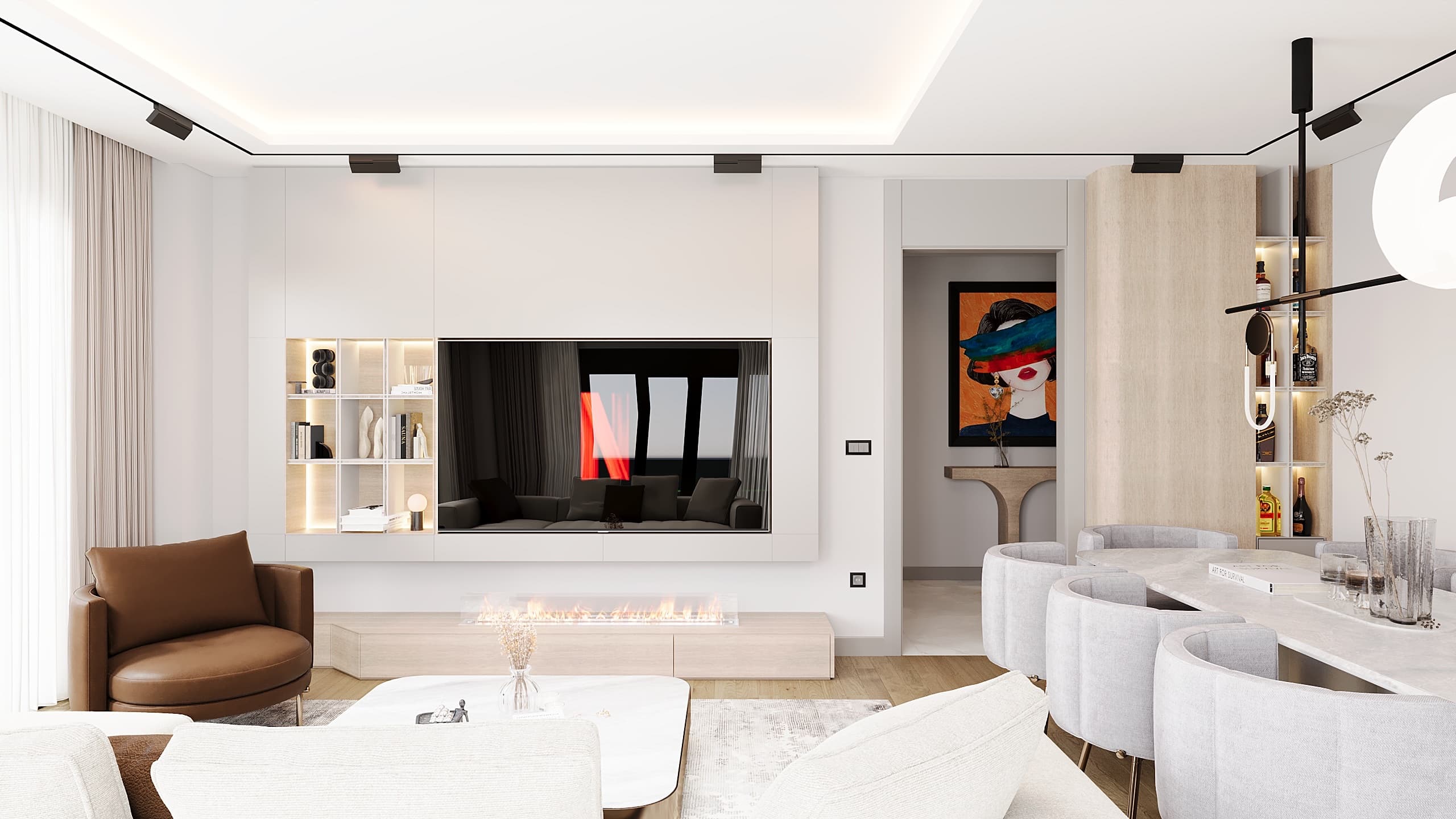Reading corner with floor lamp