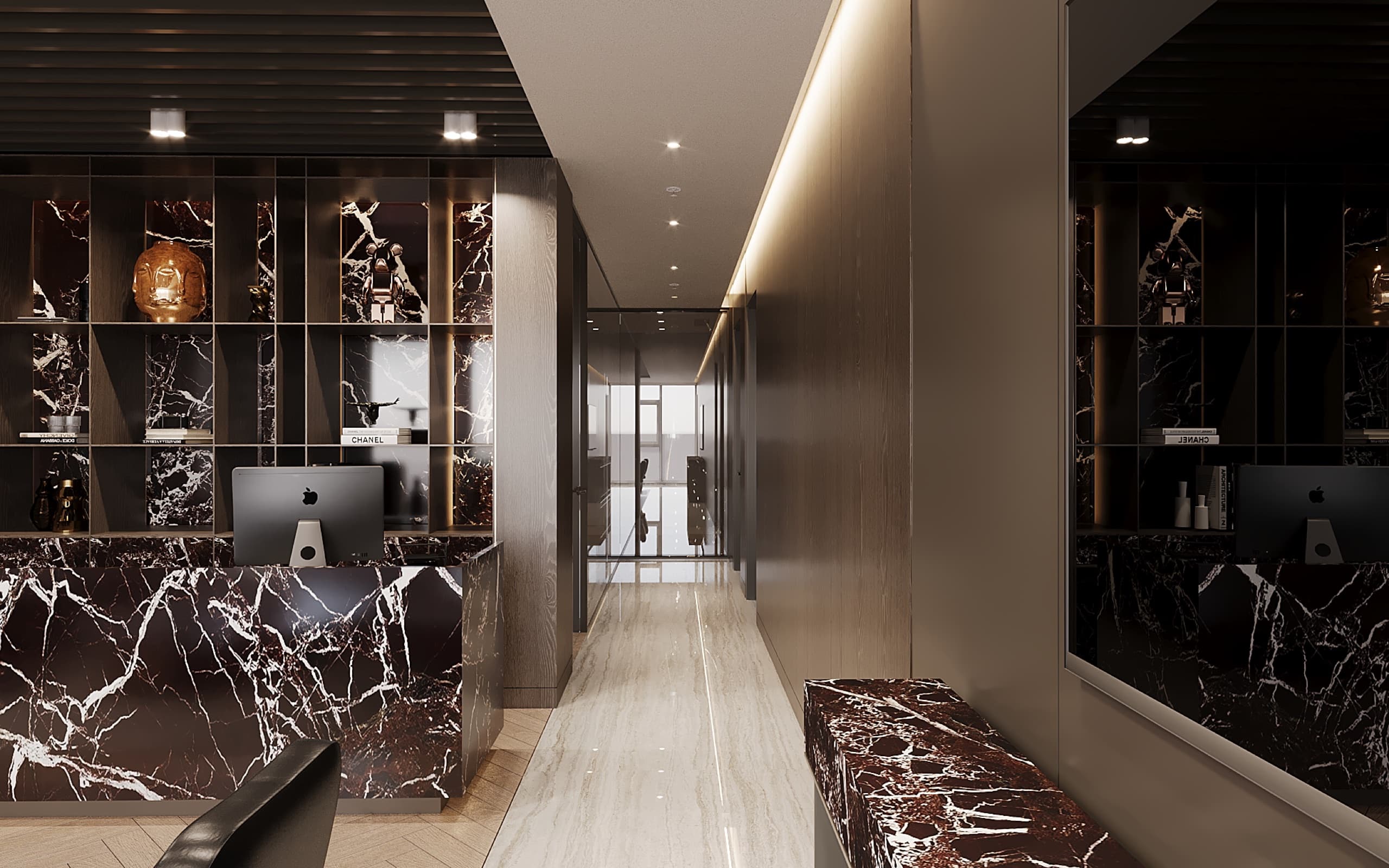 Hallway with concealed storage